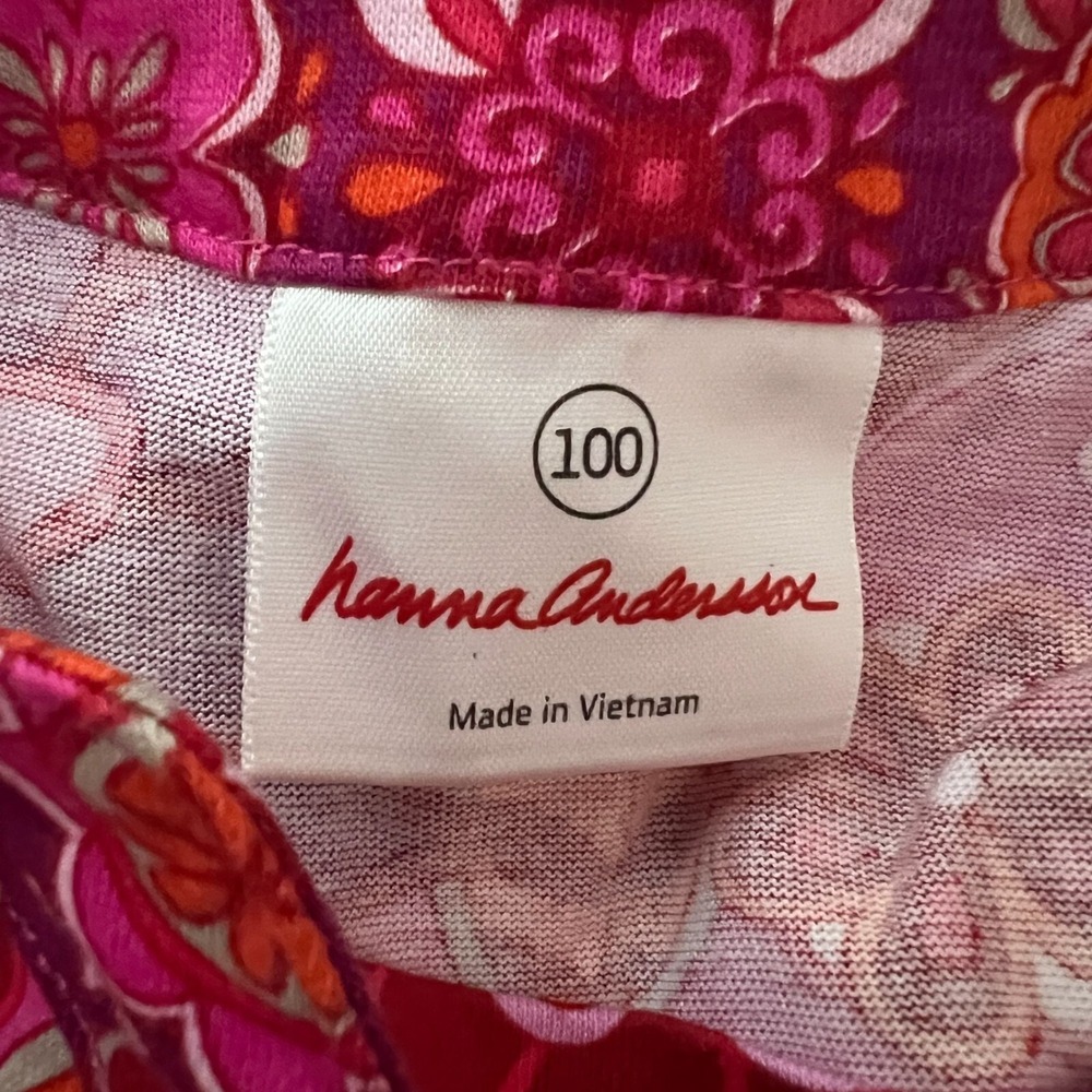Hanna Andersson Shirt Girl 4 100 Pink Retro Floral Babydoll Ruffle Boho Bohemian - Picture 5 of 7